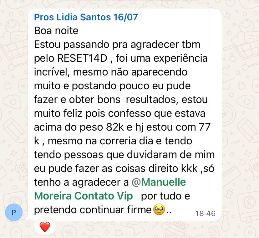 Depoimento de participante do Reset 14D — de 82kg para 77kg